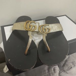 Gold Gucci Sandals